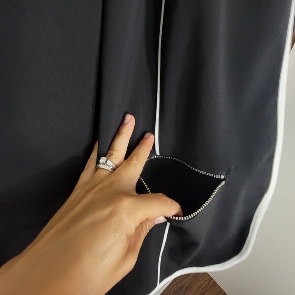 TanJay Black White Tirm Front Pockets Long Sleeve Open Front Blazer Plus Size 16 - Picture 3 of 8